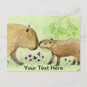 Mutter und Baby Capybara Postkarte