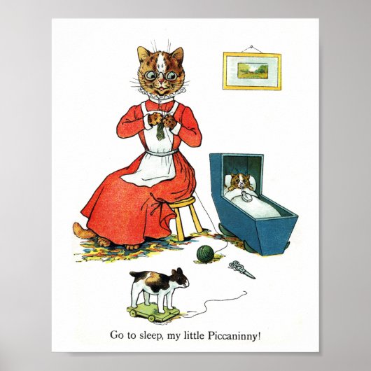 Mutter und Baby Cat, Louis Wain Poster (Vorne)