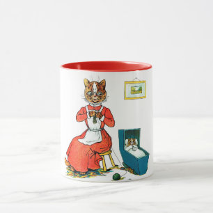 Mutter und Baby Cat, Louis Wain Tasse