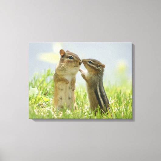 Mutter und Baby Chipmunk Leinwanddruck (Vorderseite)