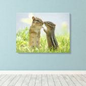 Mutter und Baby Chipmunk Leinwanddruck (Insitu (Holzboden))