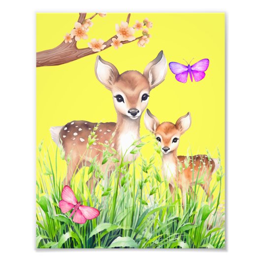 Mutter und Baby Deer Fotodruck (Vorne)