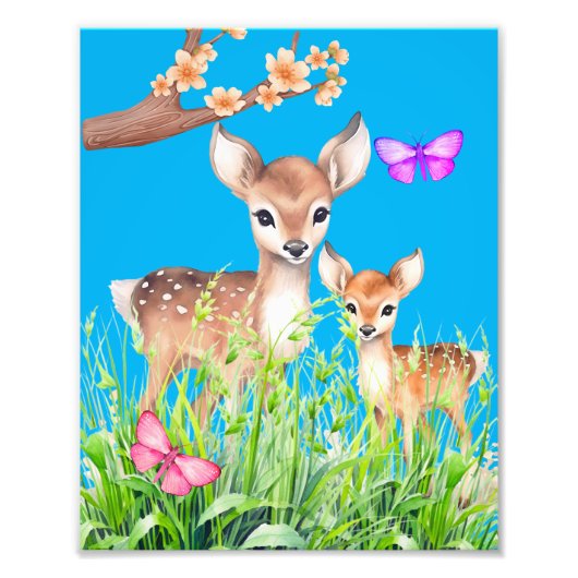 Mutter und Baby Deer Fotodruck (Vorne)