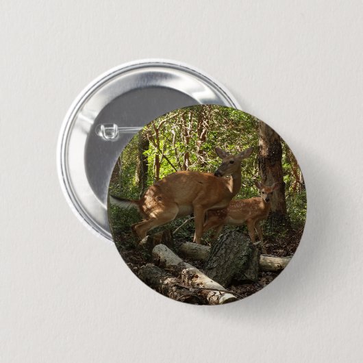 Mutter und Baby Deer im Shenandoah-Nationalpark Button (Vorne & Hinten)
