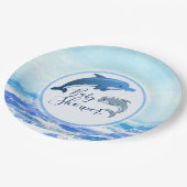 Mutter-und Baby-Delphin-Ozean-Babyparty Pappteller (Schrägansicht)
