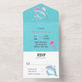 Mutter und Baby Delphinen Mädchen Babydusche All In One Einladung (Innen Boden)