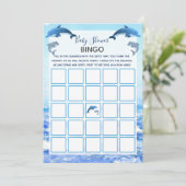 Mutter und Baby Dolphin Ocean Baby Dusche Bingo Einladung (Stehend Vorderseite)