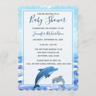 Mutter und Baby Dolphin Ocean Theme Babydusche Einladung