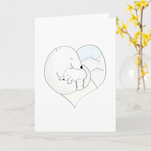 Mutter und Baby Eisbär Mutterkarte Karte (Gelbe Blume)