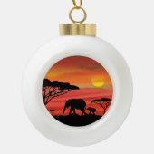 Mutter und Baby Elefant in der Serengeti Keramik Kugel-Ornament (Vorderseite)