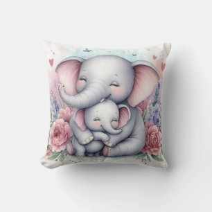 Mutter- und Baby-Elefant Kissen