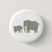 Mutter-und Baby-Elefant-Pixel-Kunst-Knopf Button (Vorderseite)