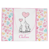 Mutter und Baby Elefanten mit bunten Herzen Große Geschenktüte (Rückseite)