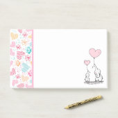 Mutter und Baby Elefanten mit Herz Post-it Klebezettel (Auf Schreibtisch)