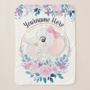 Mutter- und Baby-Elefanten-Rosafarben-Blumenkranz Sherpadecke