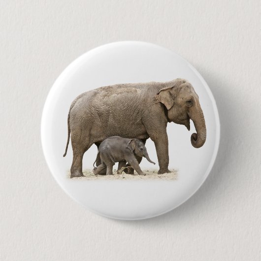 Mutter und Baby Elephant Button (Vorderseite)