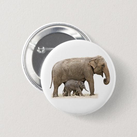 Mutter und Baby Elephant Button (Vorne & Hinten)