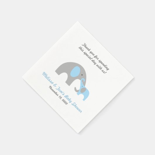 Mutter und Baby Elephant Dusche Servietten BLUE GR (Ecke)