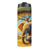 Mutter und Baby Elephant in der afrikanischen Sava Thermosbecher (Vorderseite)