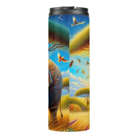 Mutter und Baby Elephant in der afrikanischen Sava Thermosbecher (Rückseite)