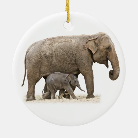 Mutter und Baby Elephant Keramik Ornament (Hinten)