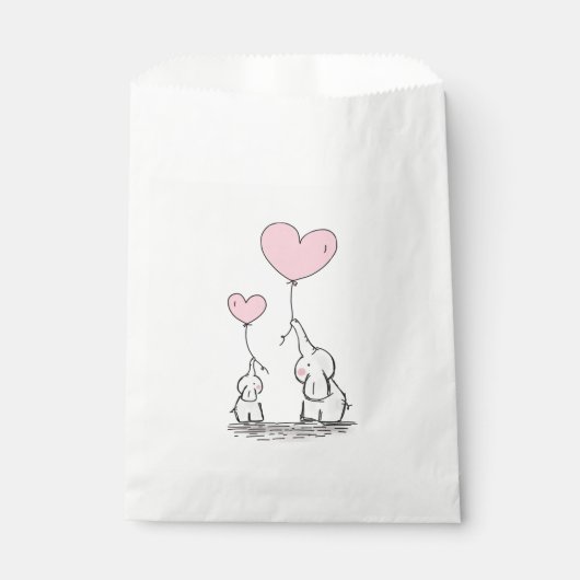 Mutter und Baby Elephant mit Herzblasen Geschenktütchen (Vorderseite)