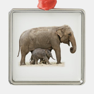 Mutter und Baby Elephant Ornament Aus Metall