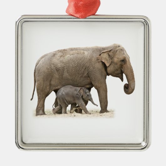 Mutter und Baby Elephant Ornament Aus Metall (Vorne)