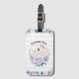 Mutter und Baby Elephant Pink Blush Blume Kranz Gepäckanhänger