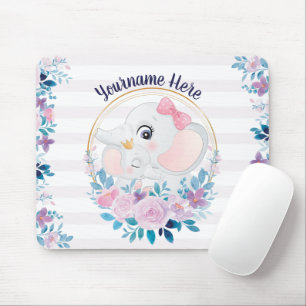 Mutter und Baby Elephant Pink Blush Blume Kranz Mousepad