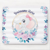 Mutter und Baby Elephant Pink Blush Blume Kranz Mousepad (Vorne)
