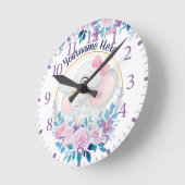 Mutter und Baby Elephant Pink Blush Blume Kranz Runde Wanduhr (Winkel)