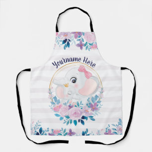 Mutter und Baby Elephant Pink Blush Blume Kranz Schürze