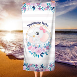 Mutter und Baby Elephant Pink Blush Blume Kranz Strandtuch