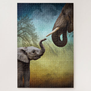 Mutter und Baby Elephant Puzzle