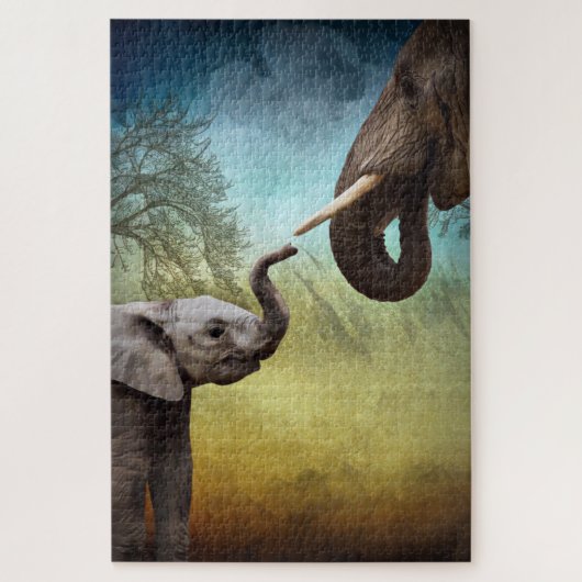Mutter und Baby Elephant Puzzle (Vertikal)
