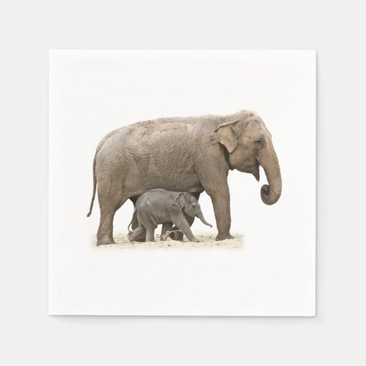 Mutter und Baby Elephant Serviette (Vorderseite)