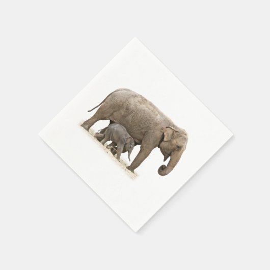Mutter und Baby Elephant Serviette (Ecke)