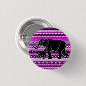 Mutter und Baby Elephant Silhouette Lila Button (Vorne & Hinten)