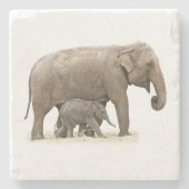 Mutter und Baby Elephant Steinuntersetzer (Vorderseite)