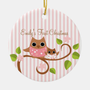 Mutter-und Baby-Eule Keramikornament