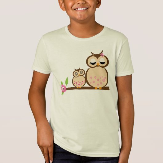 Mutter-und Baby-Eule T-Shirt (Vorderseite)