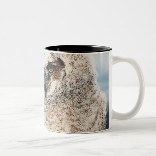 Mutter-und Baby-Eule Zweifarbige Tasse (Rechts)