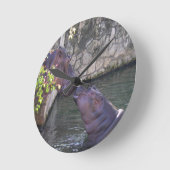 Mutter-und Baby-Flusspferd-Gruß Runde Wanduhr (Winkel)