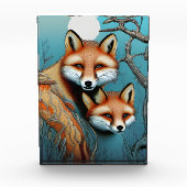 Mutter und Baby Fox Fotoblock (Vorderseite)