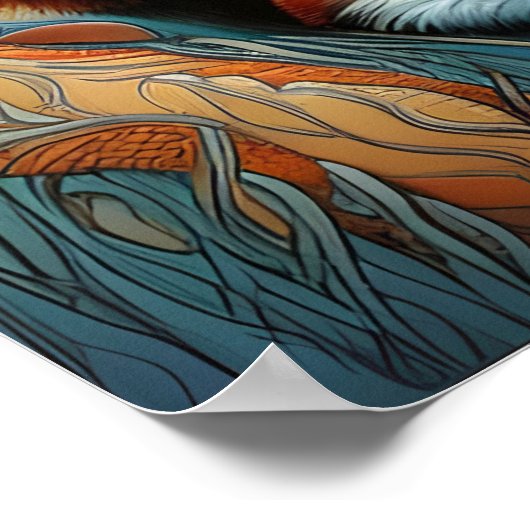 Mutter und Baby Fox Poster (Ecke)