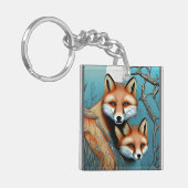 Mutter und Baby Fox Schlüsselanhänger (Vorderseite links)