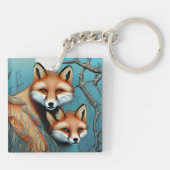 Mutter und Baby Fox Schlüsselanhänger (Rückseite)