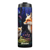 Mutter und Baby Fuchs Nachtszene Thermosbecher (Vorderseite)