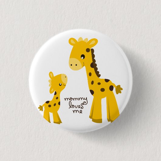 Mutter und Baby Giraffe Button (Vorderseite)
